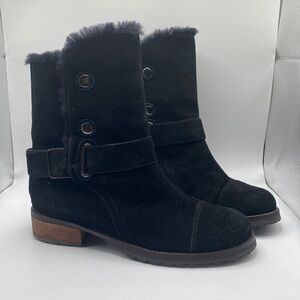 NEW Matt Bernson Tundra Shearling Suede Leather Booties Black Sz 5